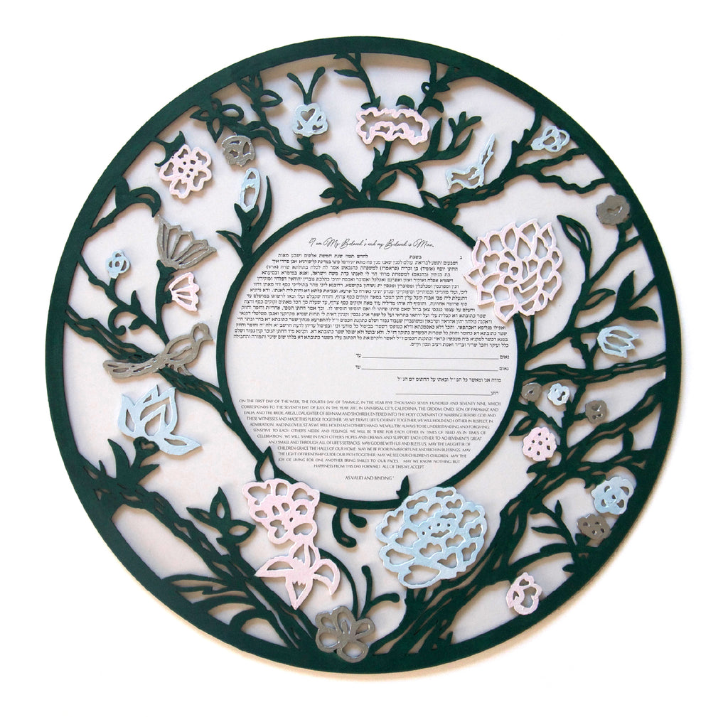 Garden Lush – Circular Wooden Ketubah